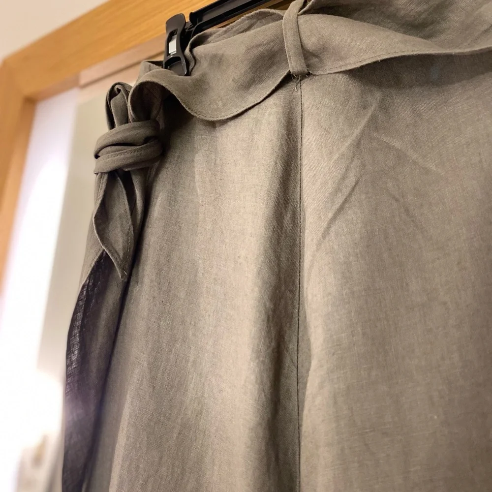 Zara Olive Green Wide-Leg Wrap Pants